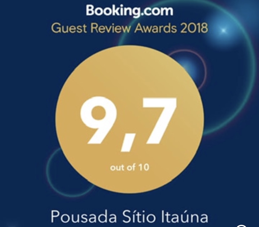 Selo Booking.com Guest Review Awards 2018 com nota 9,7 concedido à Pousada Sítio Itaúna